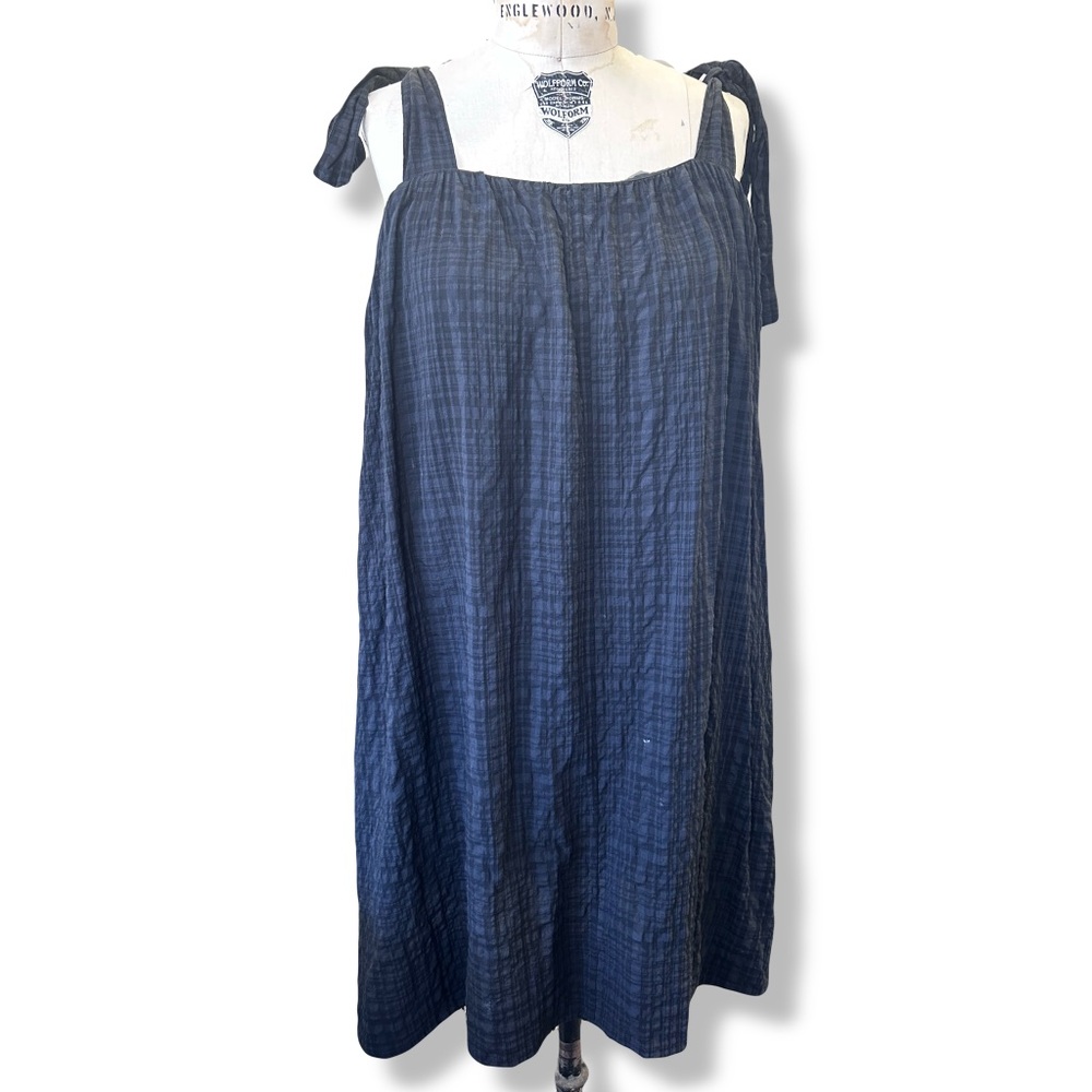 COS Plaid Seersucker Mini Dress w/ Tie Straps